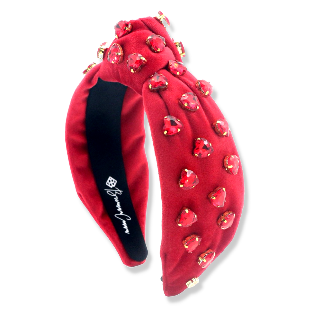 Red Velvet Headband with Hearts