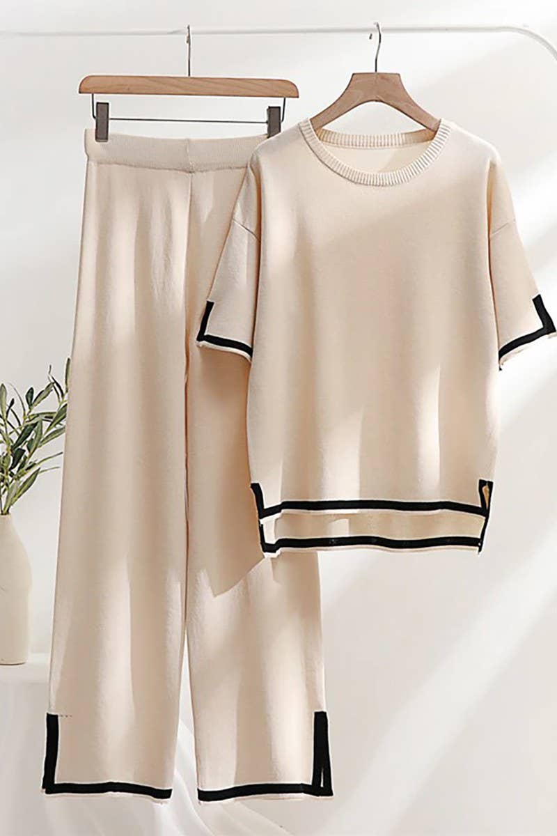 Ivory and Black Knit Set
