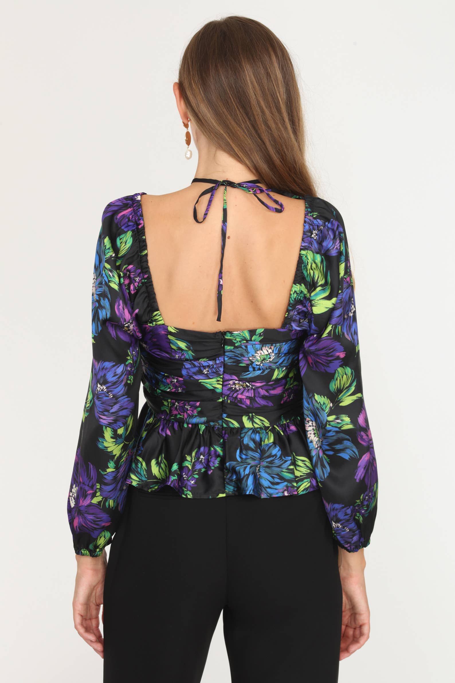 Rena Ruched Keyhole Blouse