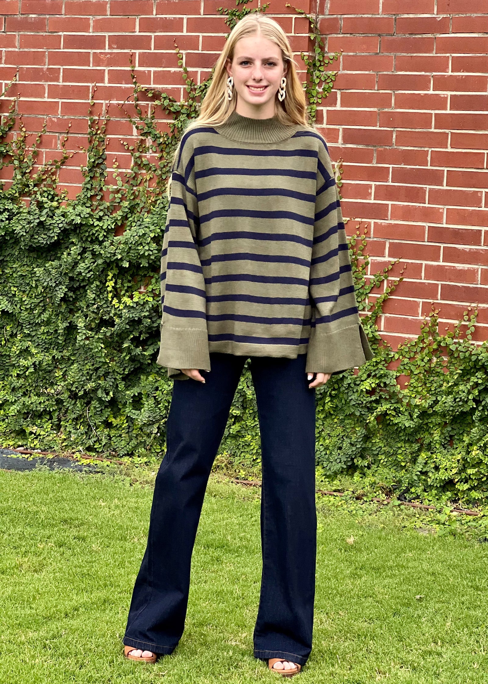 Striped Wide Sleeve Sweater