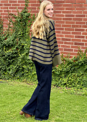 Striped Wide Sleeve Sweater