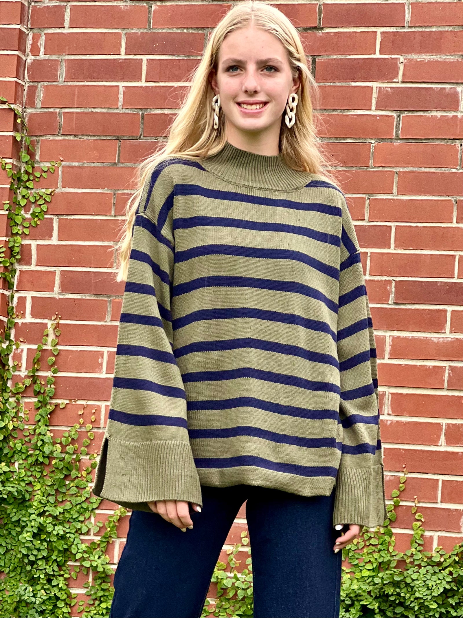 Striped Wide Sleeve Sweater