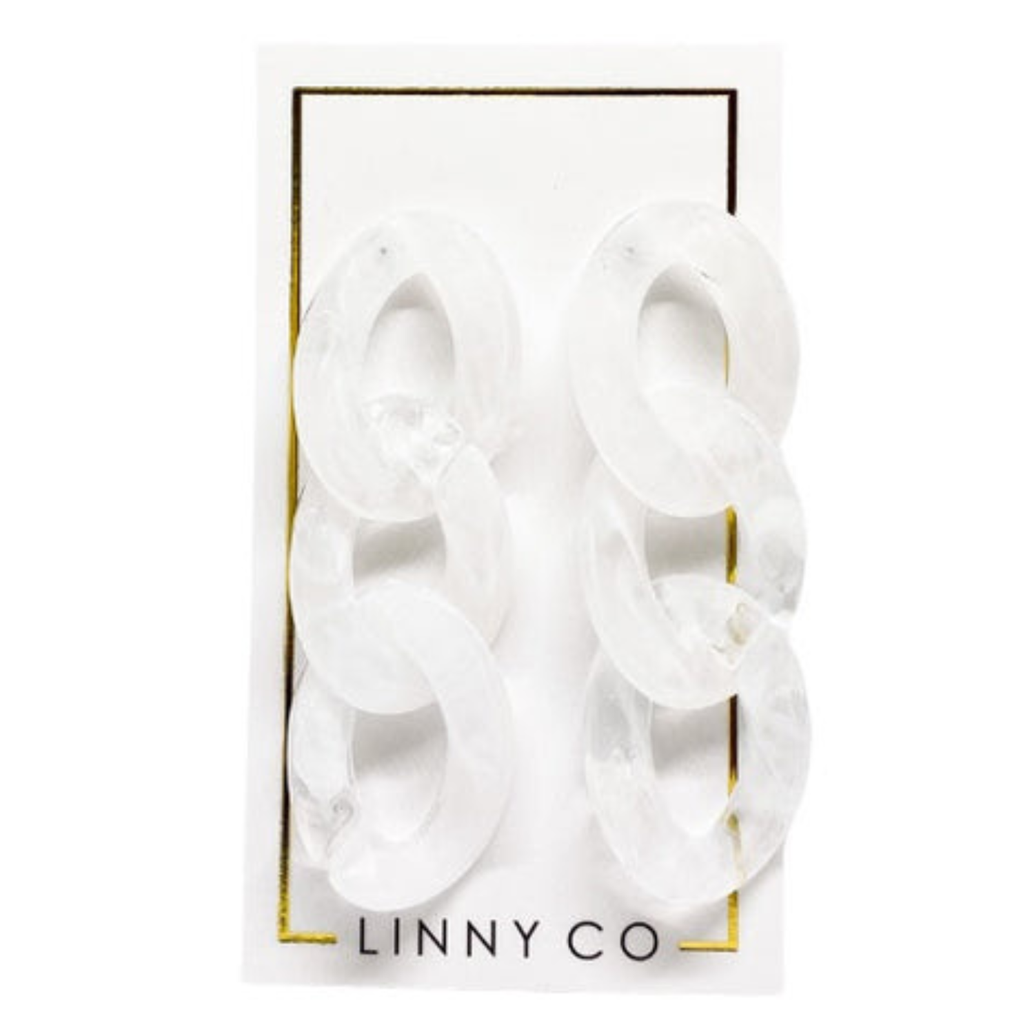 Claire Chain Link Earring - White/Clear