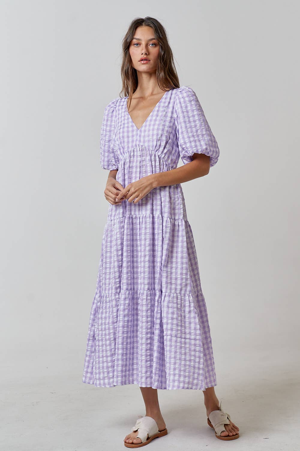 Lavender Puff Sleeve Dress Bub and Beck by Madison Taylor