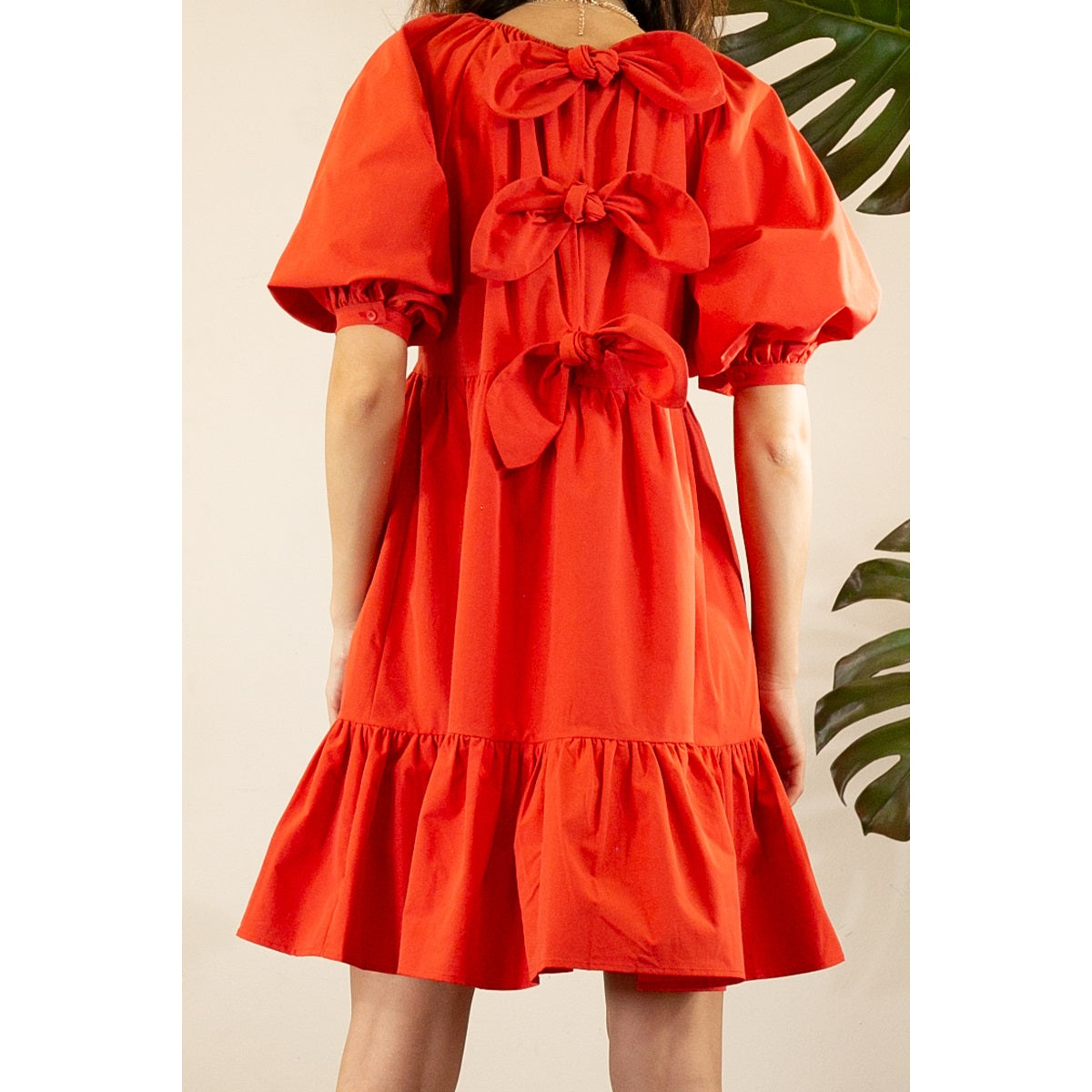 Bow Back Tomato Red Dress