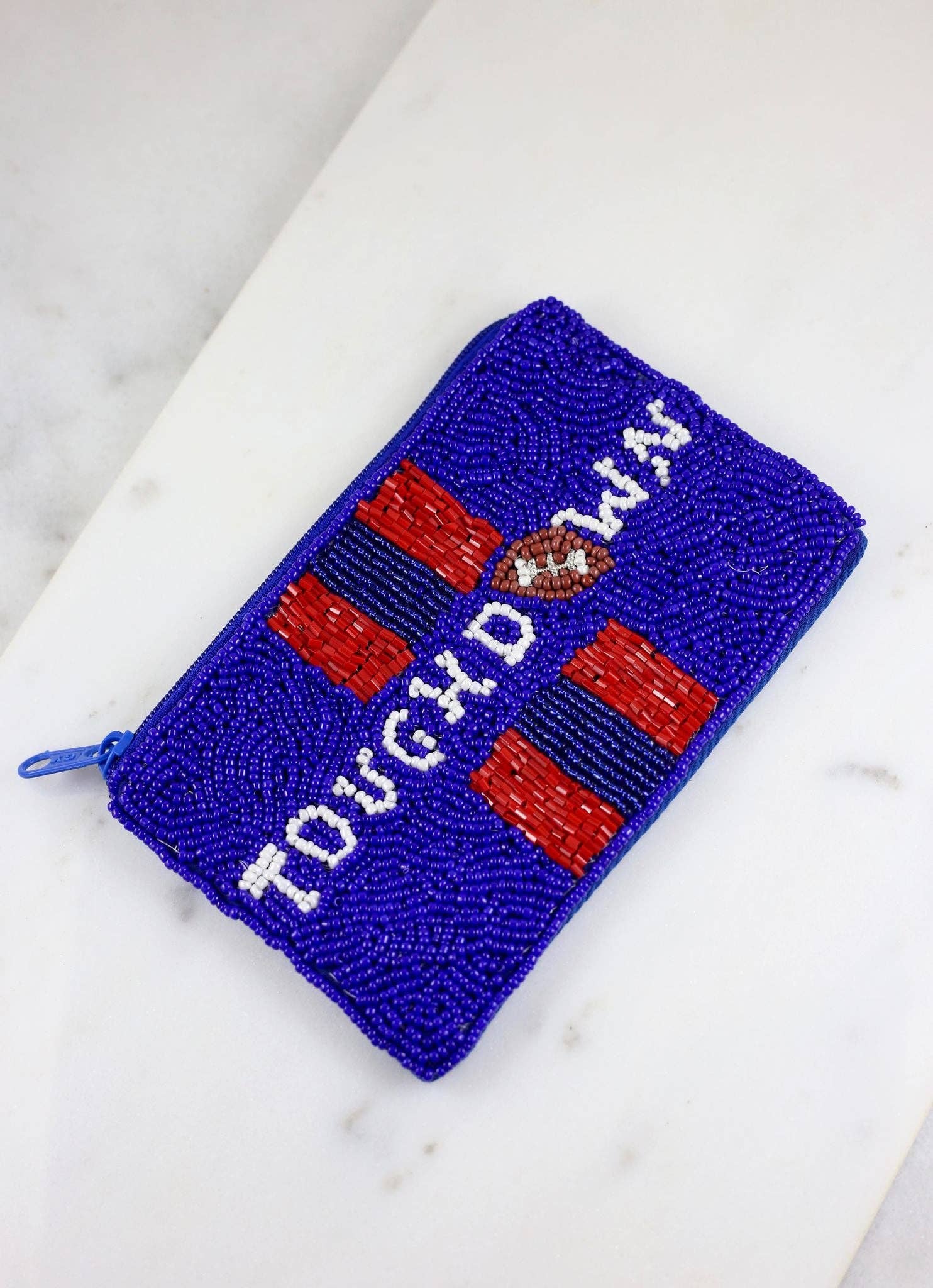 Touchdown Beaded Pouch BLUE/ RED