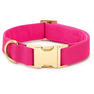 Hot Pink Dog Collar: M / Gold